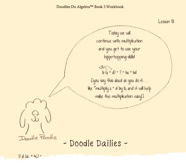 Doodles Do Algebra TM Sample Page by Kirsten West, PhD for after school, enrichment, or homeschool